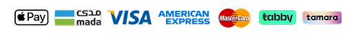 وسائل الدفع المقبولة: Apple Pay، مدى، Visa، American Express، Mastercard، تابي، تمارا